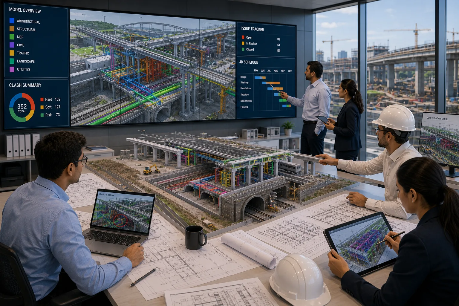 Infrastructure BIM coordination and multidisciplinary construction model review