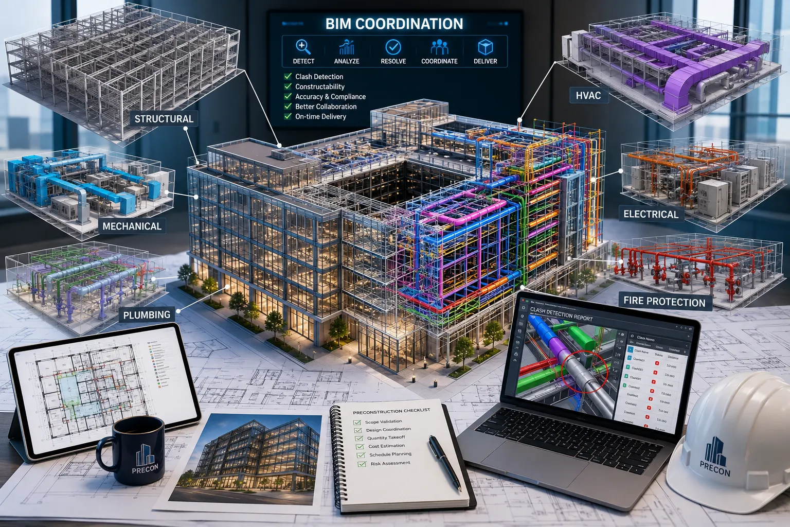 Commercial BIM model and multidisciplinary preconstruction coordination
