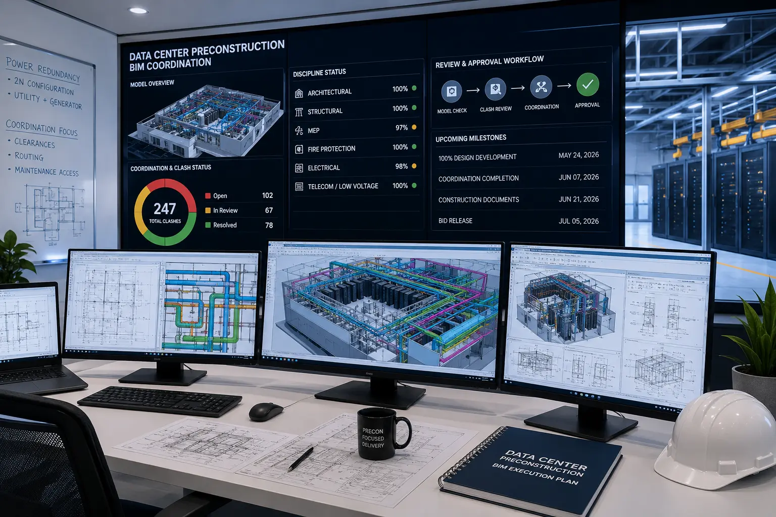 Data center preconstruction BIM coordination and technical project environment