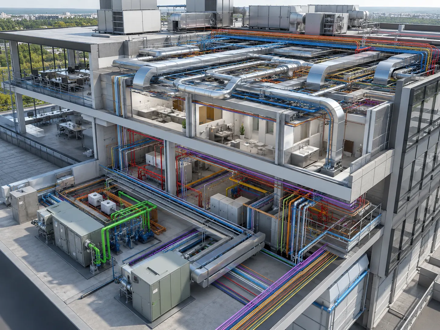 HVAC BIM model showing ductwork mechanical systems and MEP coordination
