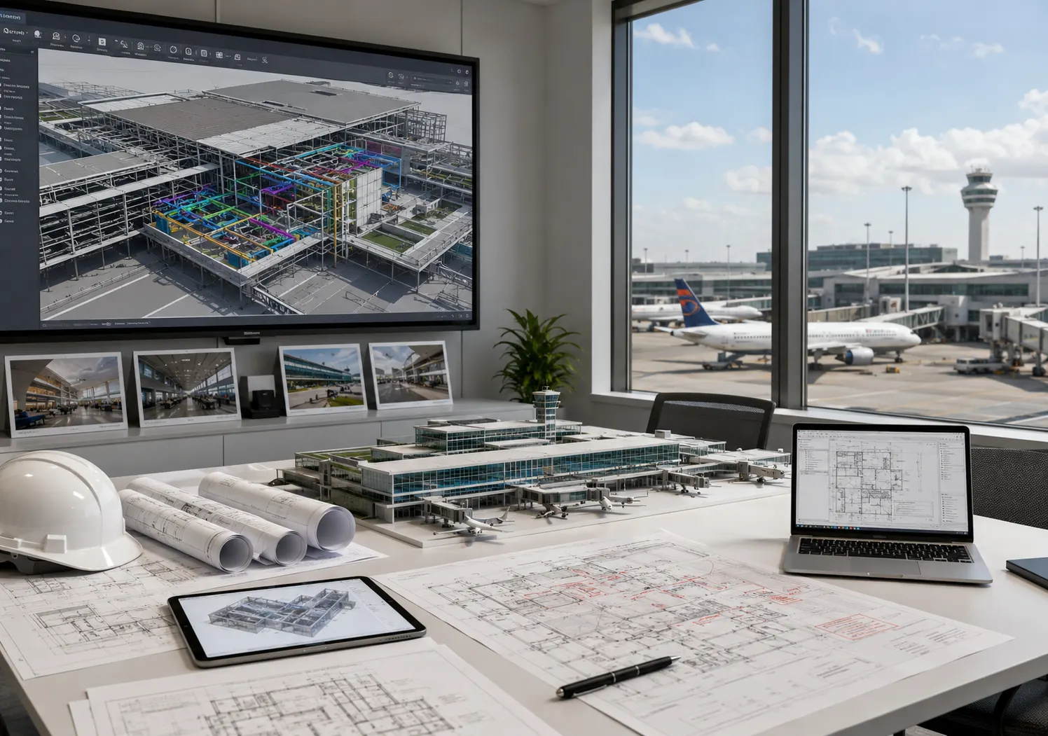Existing airport facility BIM model and aviation renovation documentation