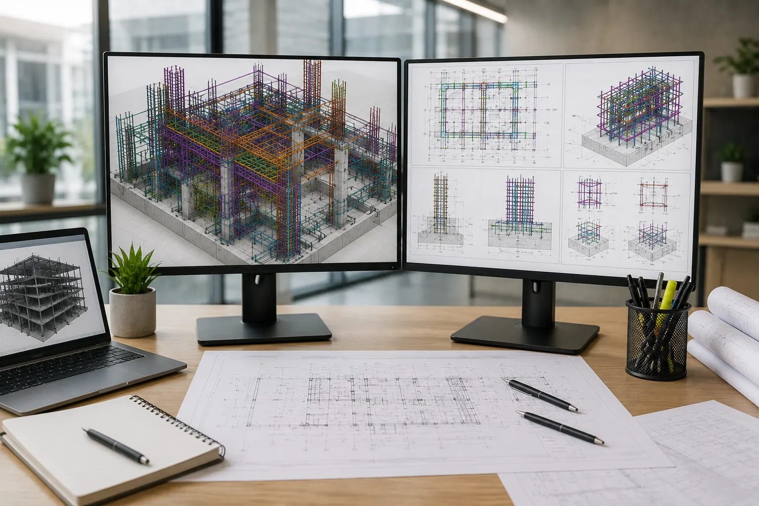 Technical drafting workflow supporting rebar shop drawing preparation