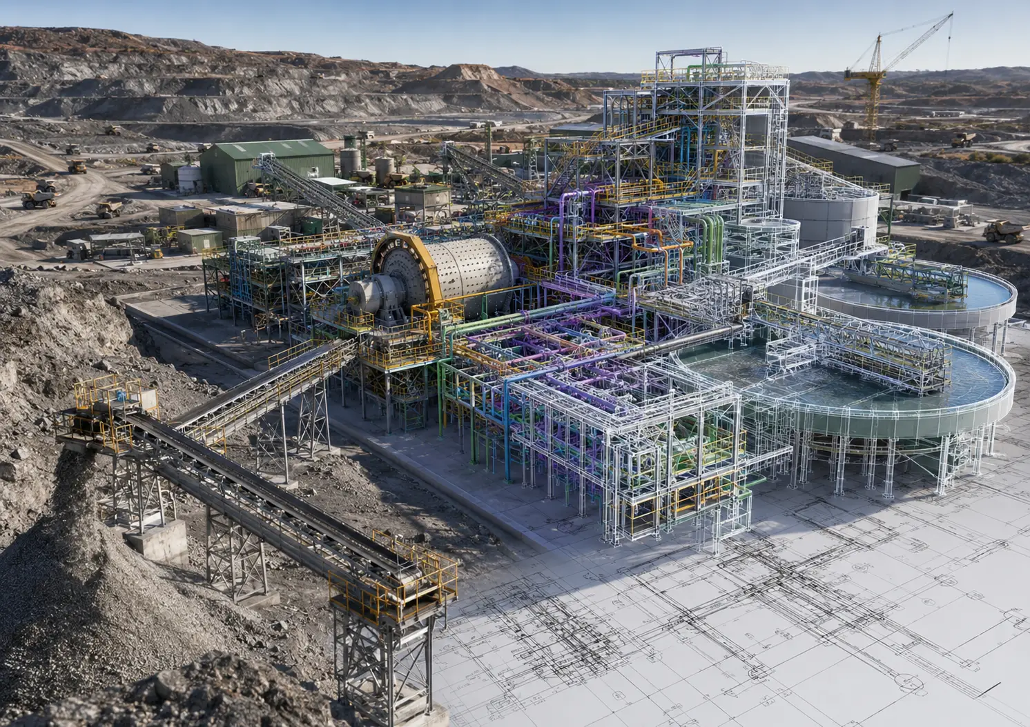 Mining infrastructure BIM model and mineral processing plant coordination