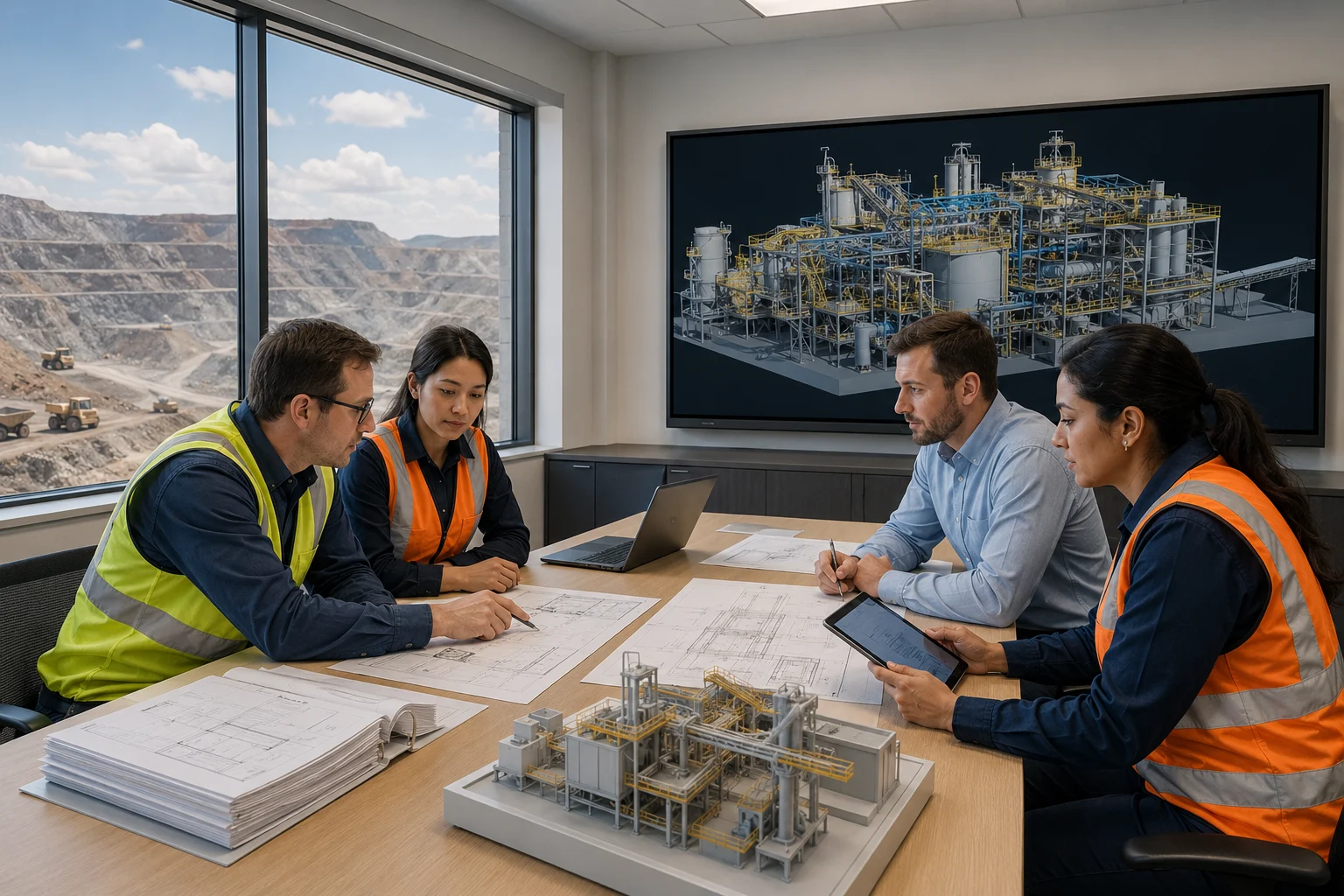 Mining project documentation and mineral processing BIM preconstruction review