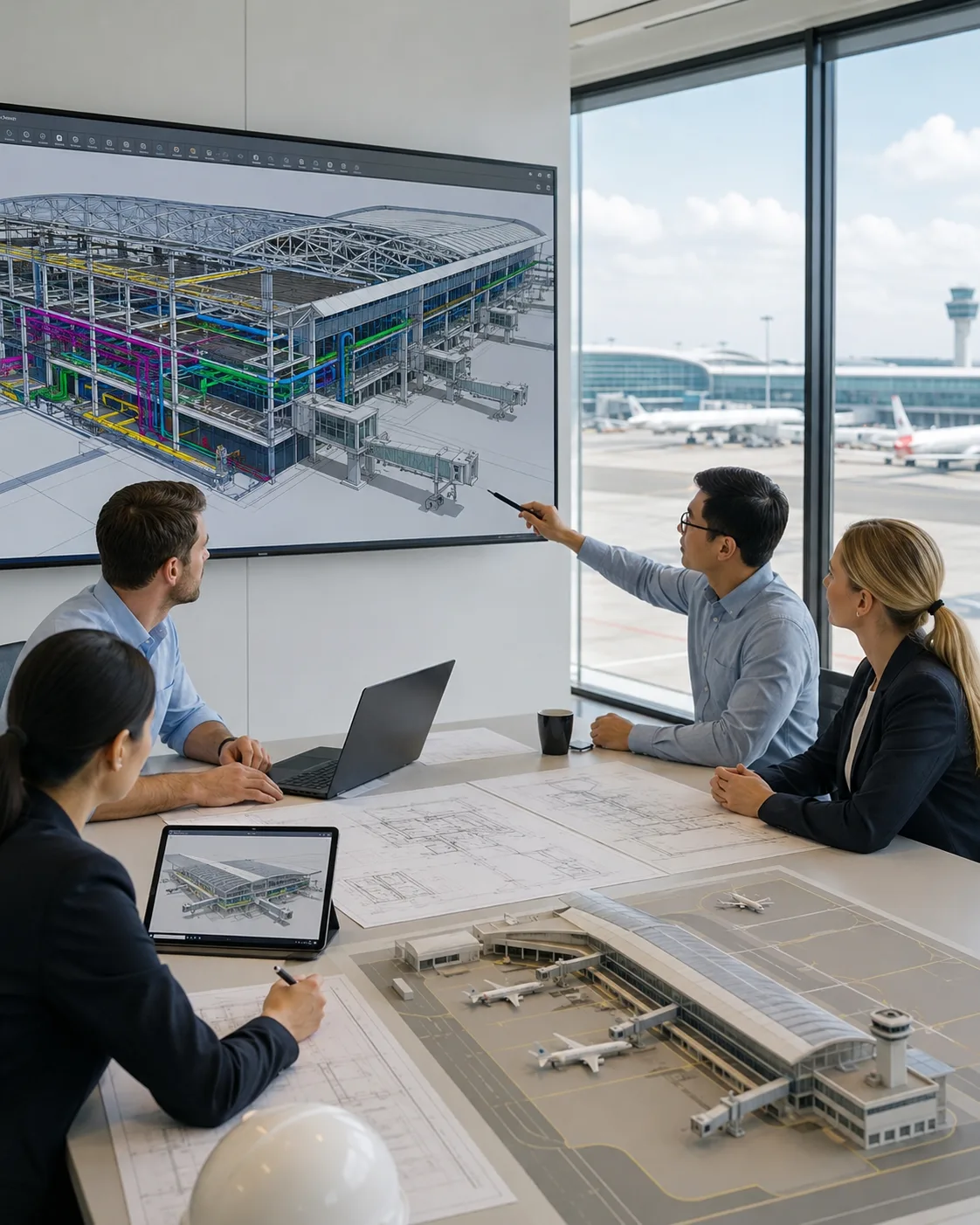 Airport BIM modeling and aviation terminal coordination workflow