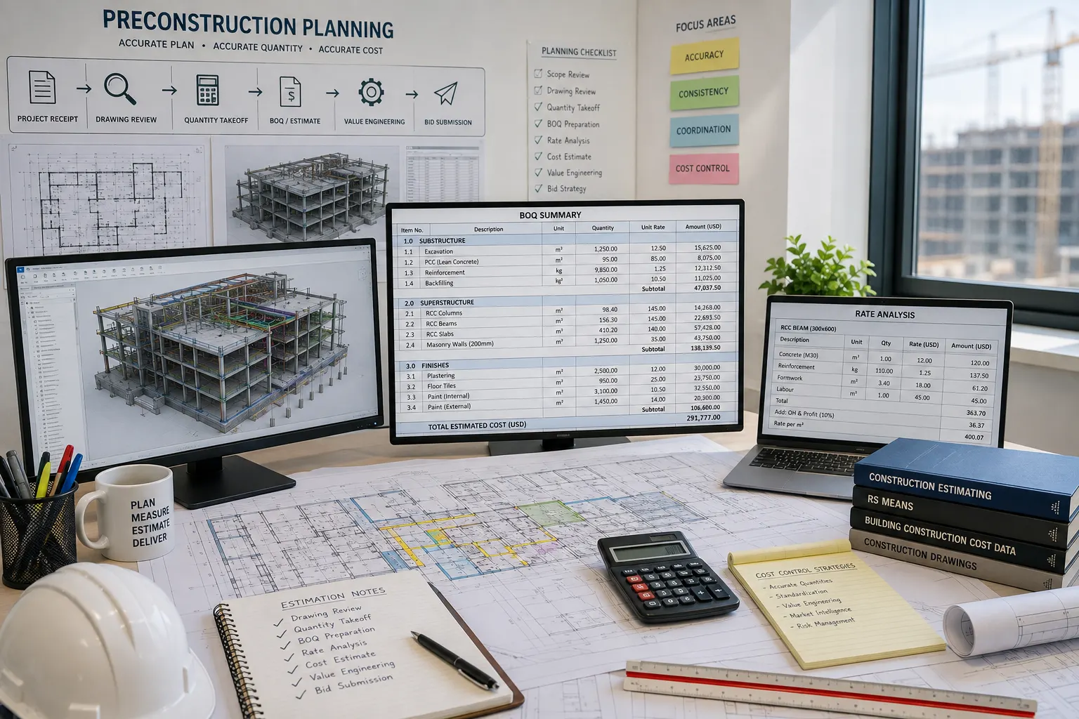 Construction preconstruction planning supporting BOQ estimating services