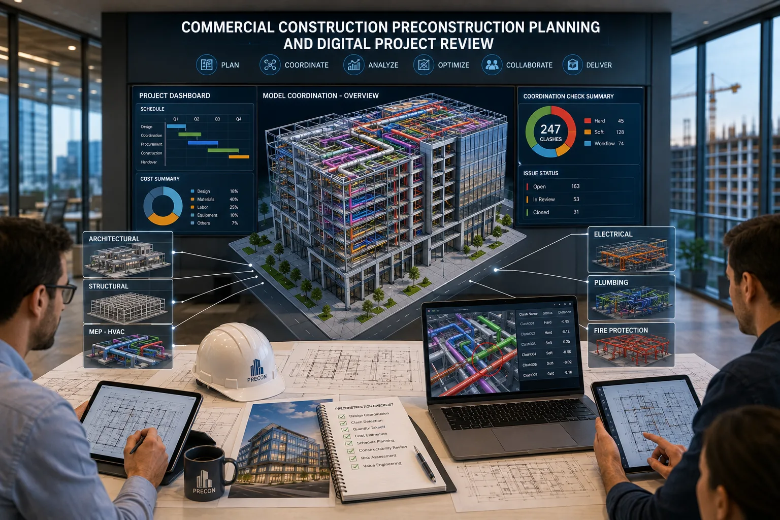 Commercial construction preconstruction planning and digital project review