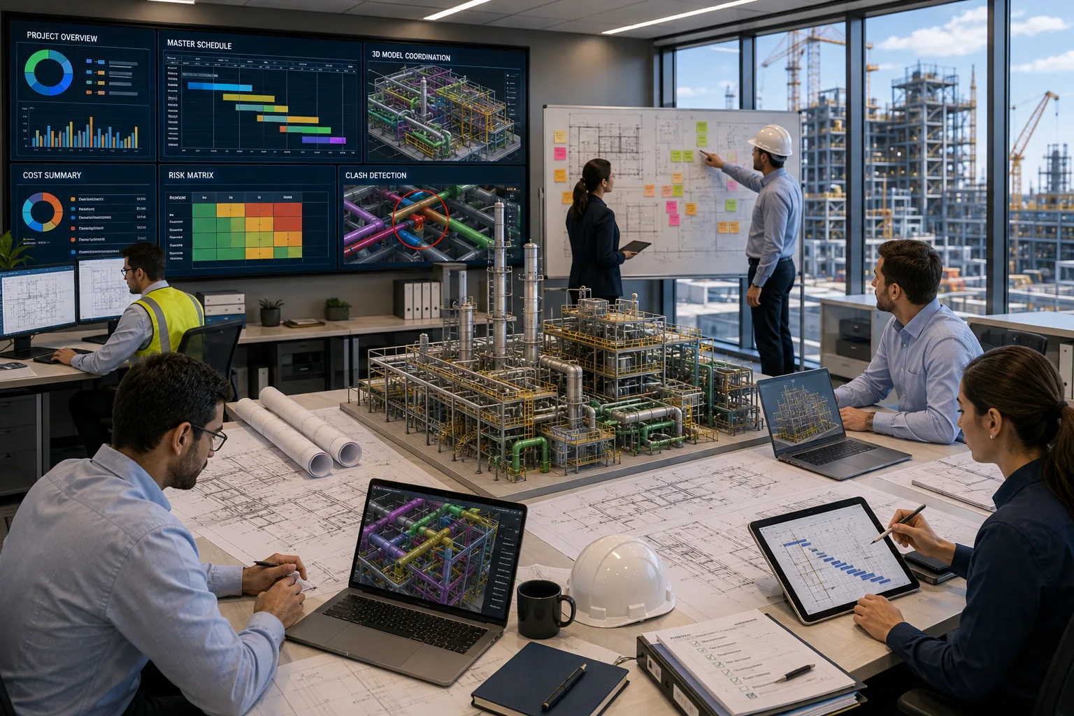 Industrial preconstruction project planning and construction coordination
