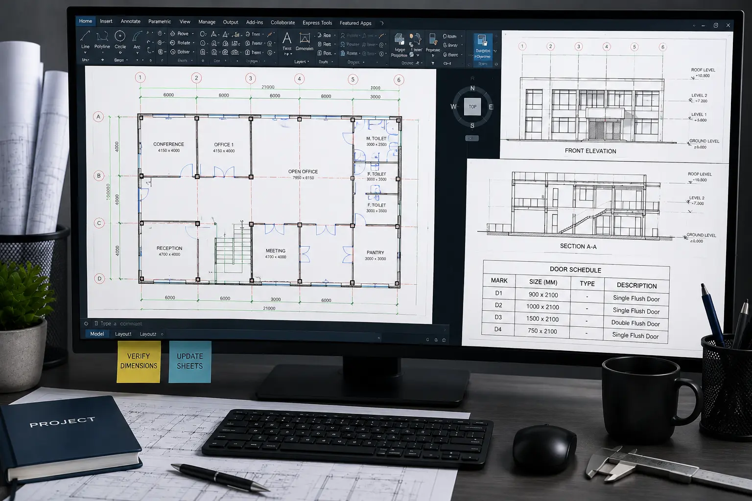 CAD specialist reviewing converted digital technical drawings and editable CAD documentation