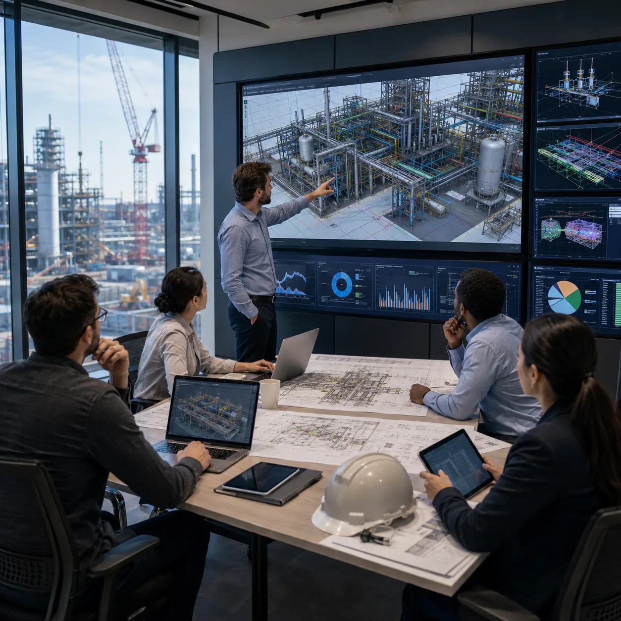 Industrial plant preconstruction and digital construction coordination