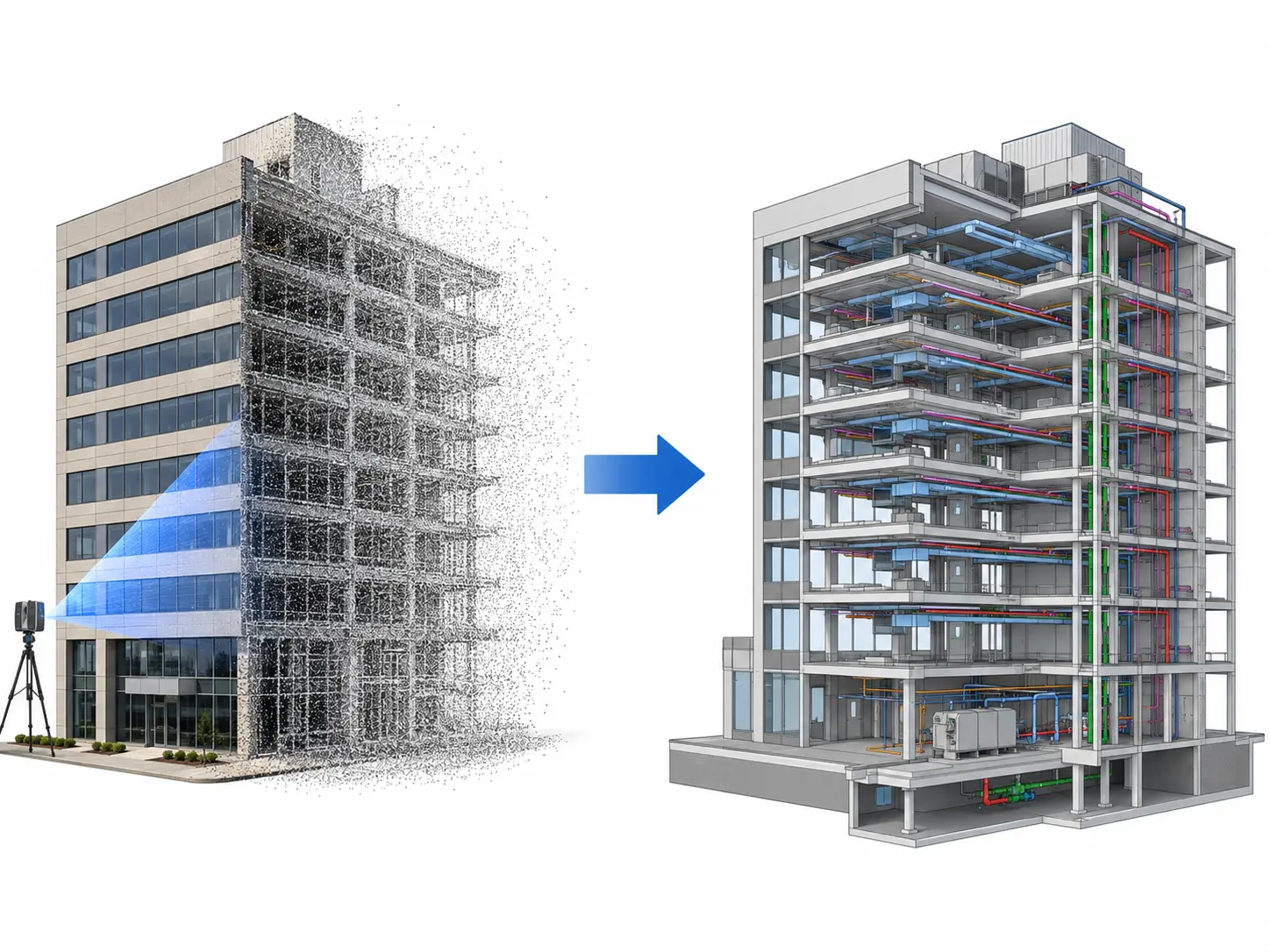Existing building conditions converted into an as-built BIM model