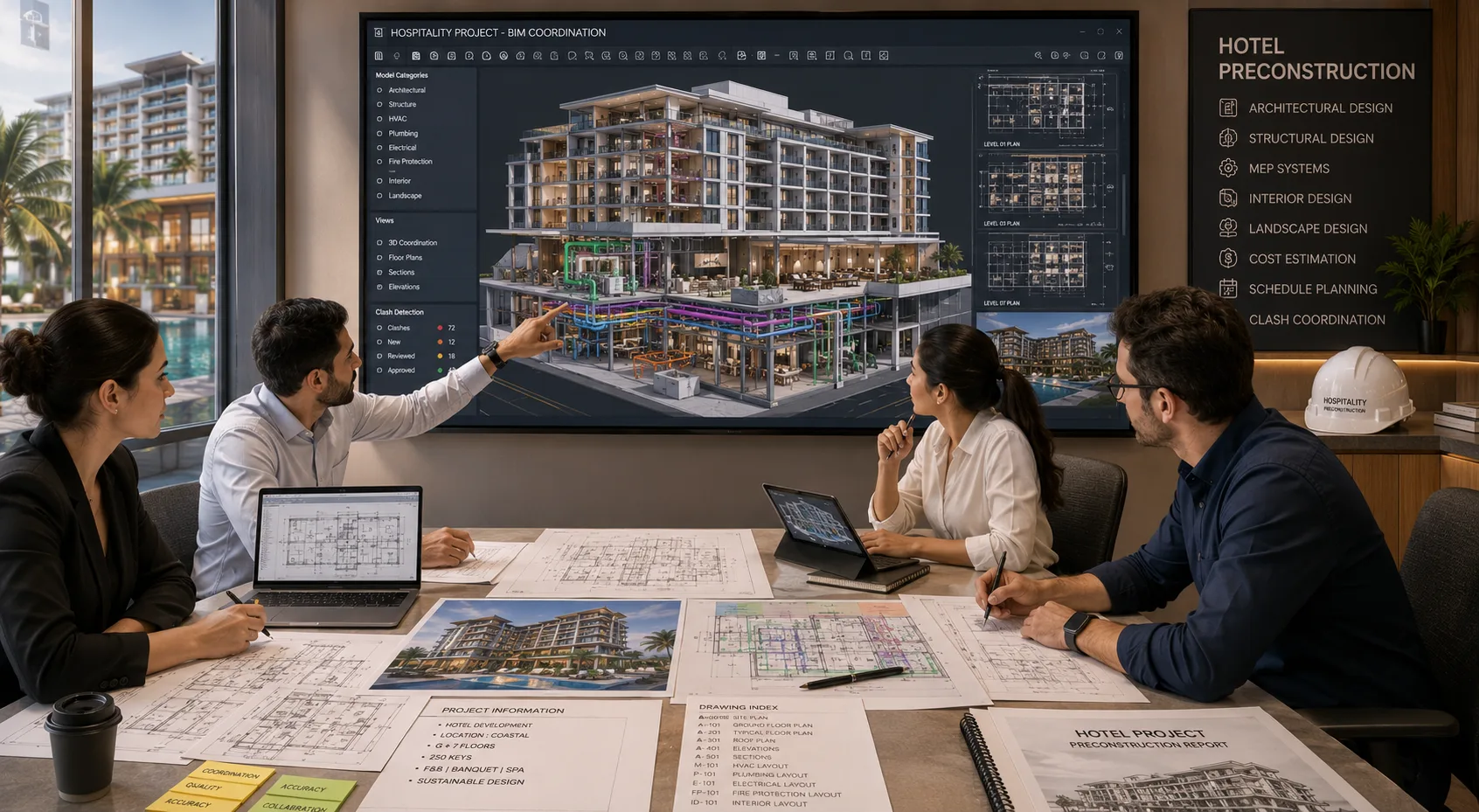 Hospitality project documentation and hotel BIM preconstruction review