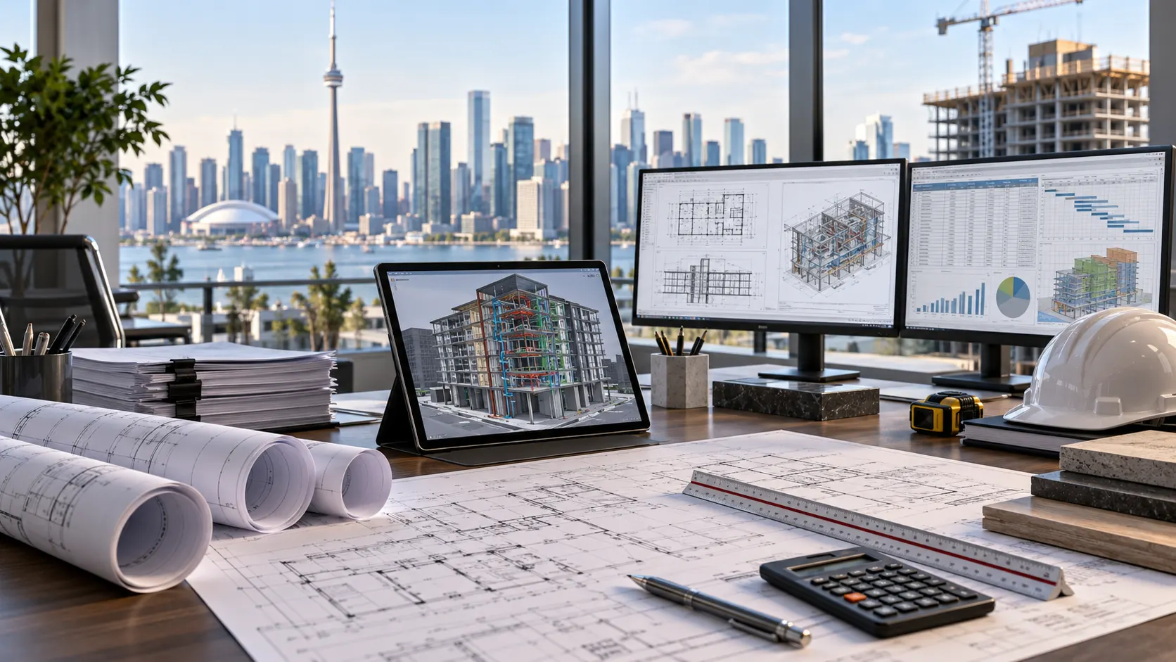 Preconstruction project files and technical scope review for Canadian construction projects