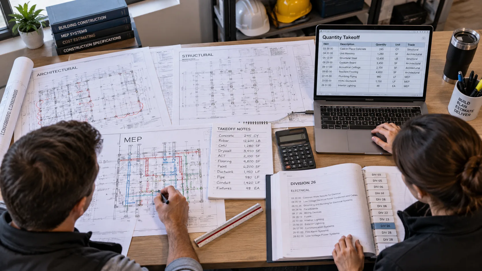 Netherlands construction takeoff workflow reviewing drawings quantities specifications and trade information