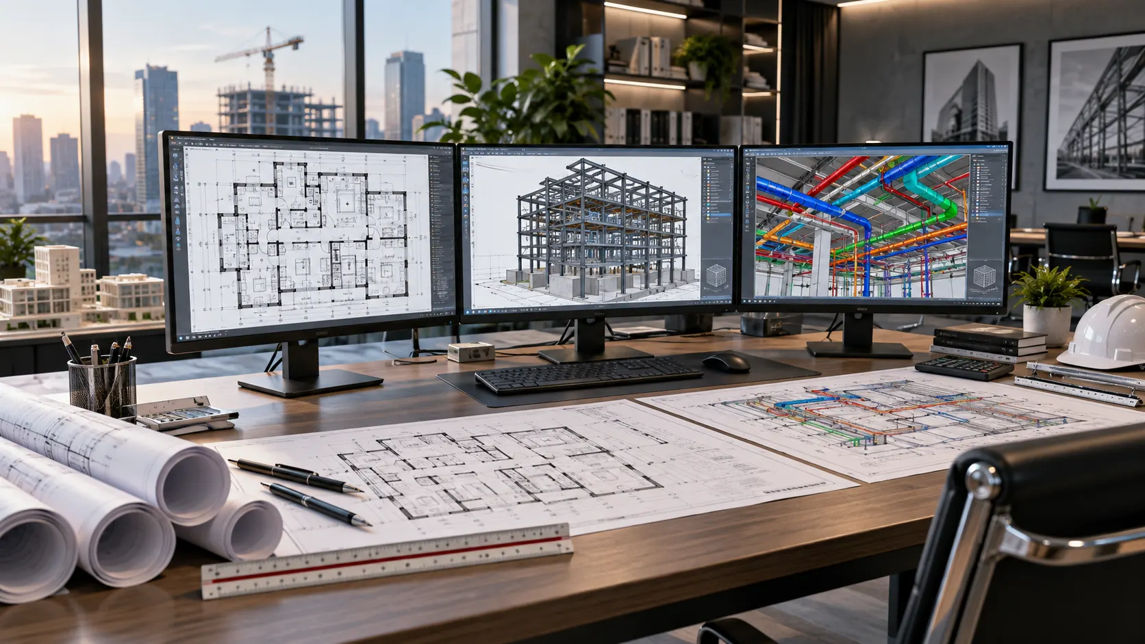 CAD drafting workflow reviewing architectural structural and MEP drawings for Nevada projects