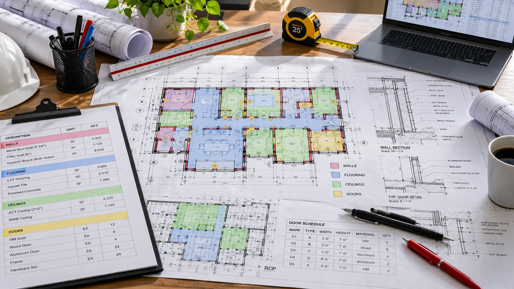 Preconstruction drawing information used for construction takeoff services in Ajman