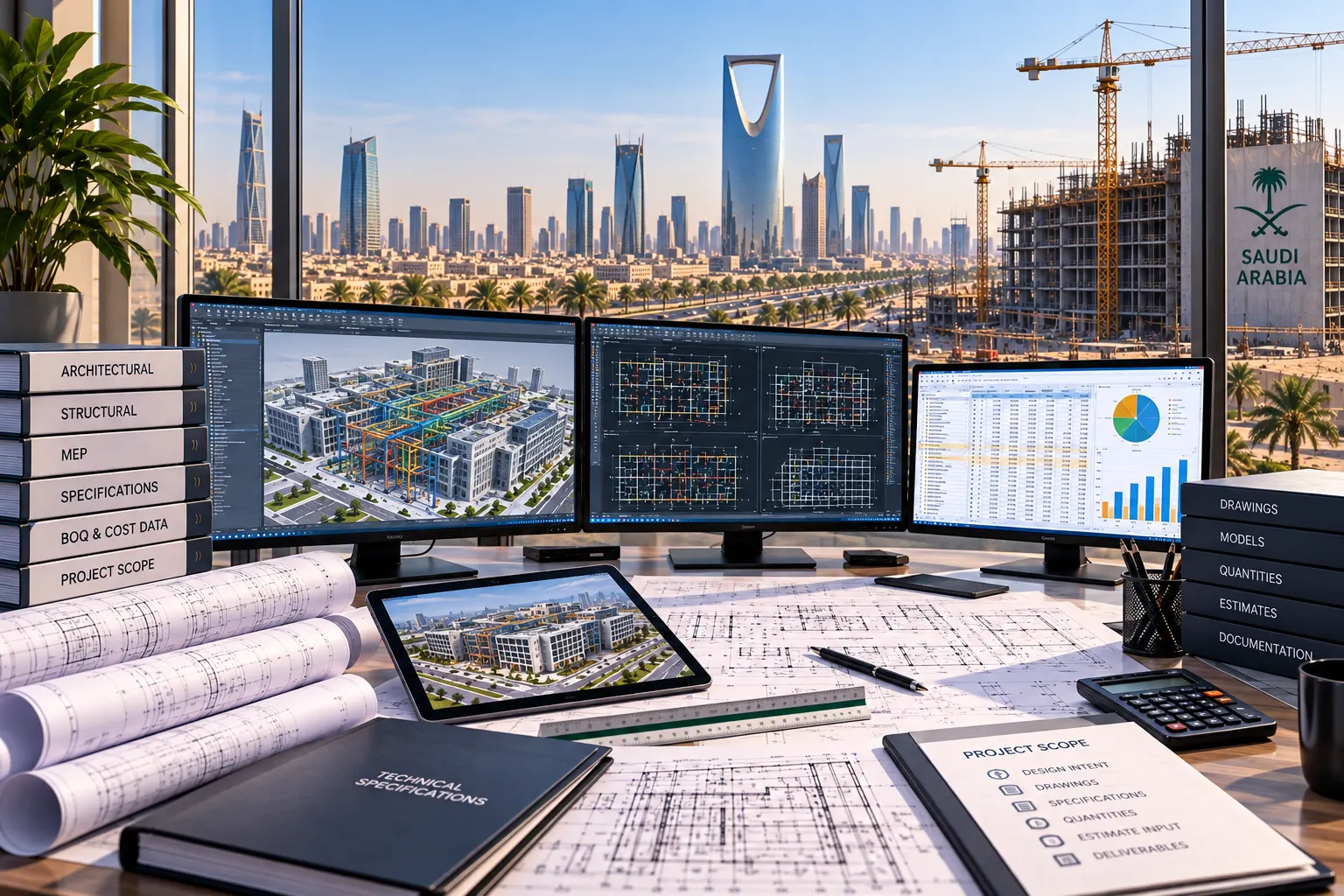 Saudi Arabia preconstruction drawings models specifications and project scope review