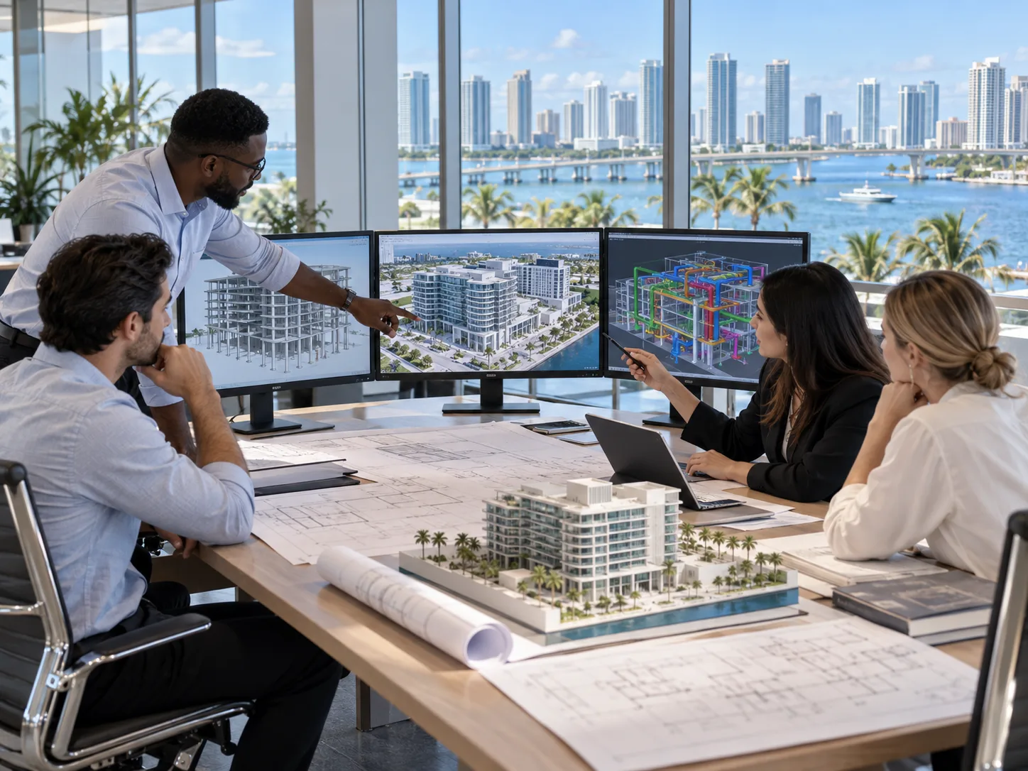 Florida BIM team reviewing federated architectural structural and MEP models