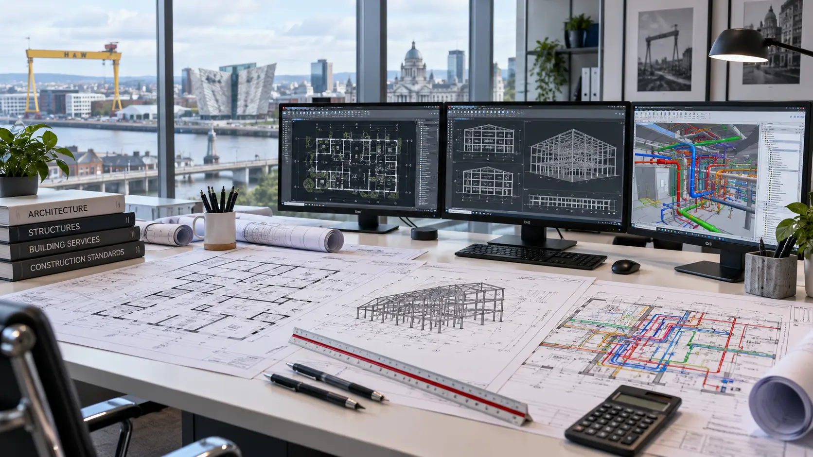 CAD drafting support for architectural structural and MEP construction projects in Belfast