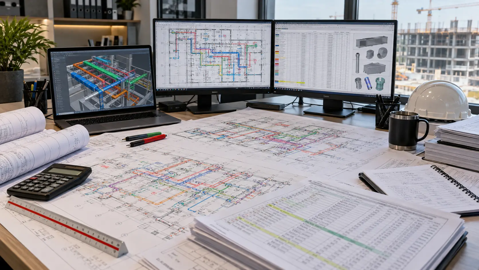 MEP and specialist construction takeoff drawings and measured quantities