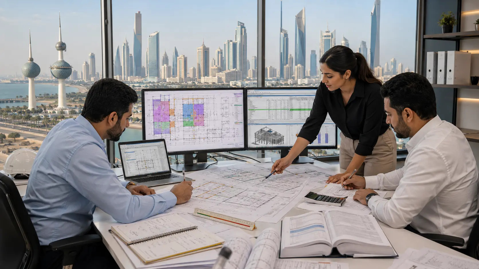 Kuwait construction takeoff workflow reviewing drawings specifications quantities and project scope