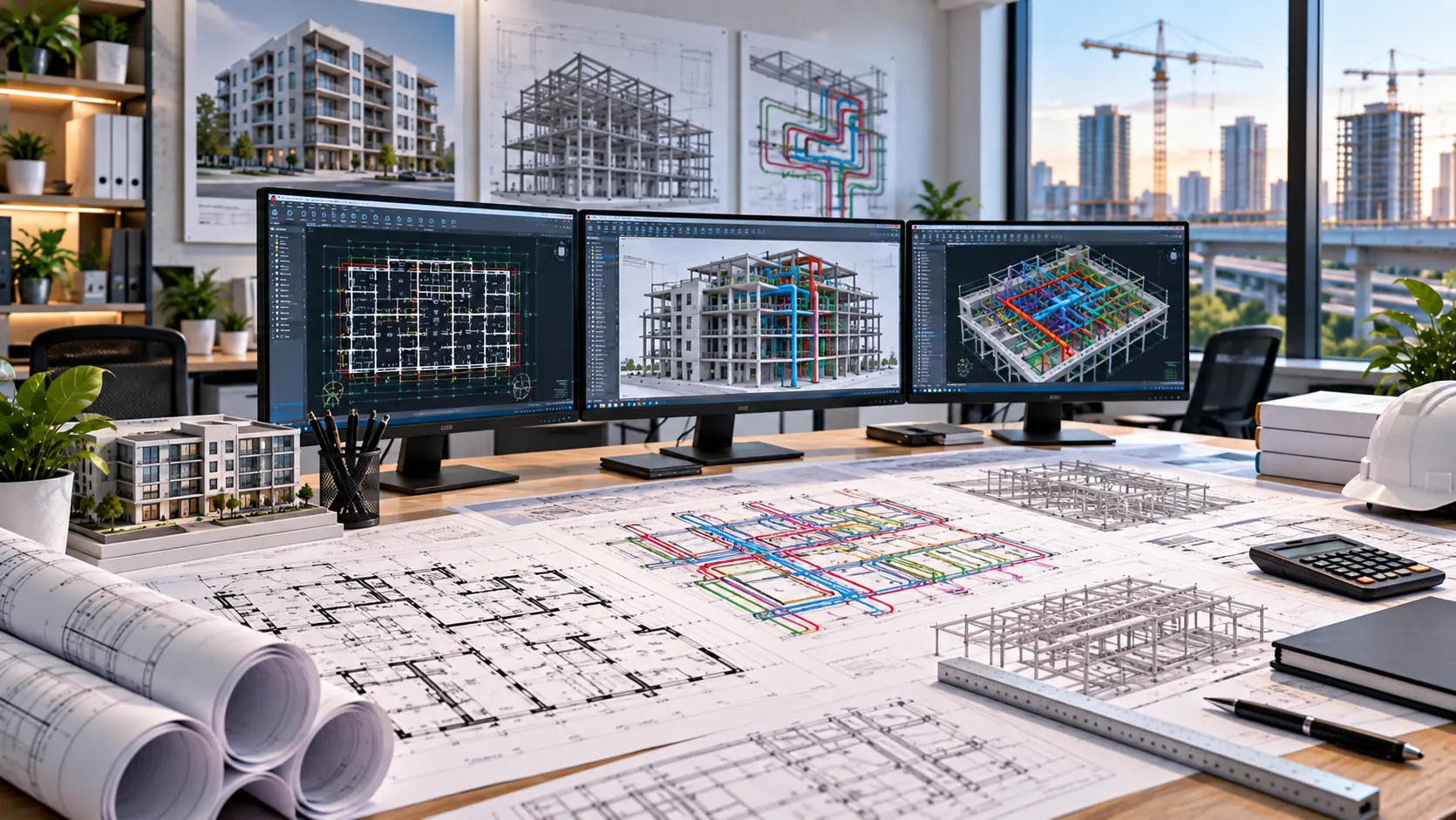 Pennsylvania CAD drafting team reviewing architectural structural and MEP construction drawings