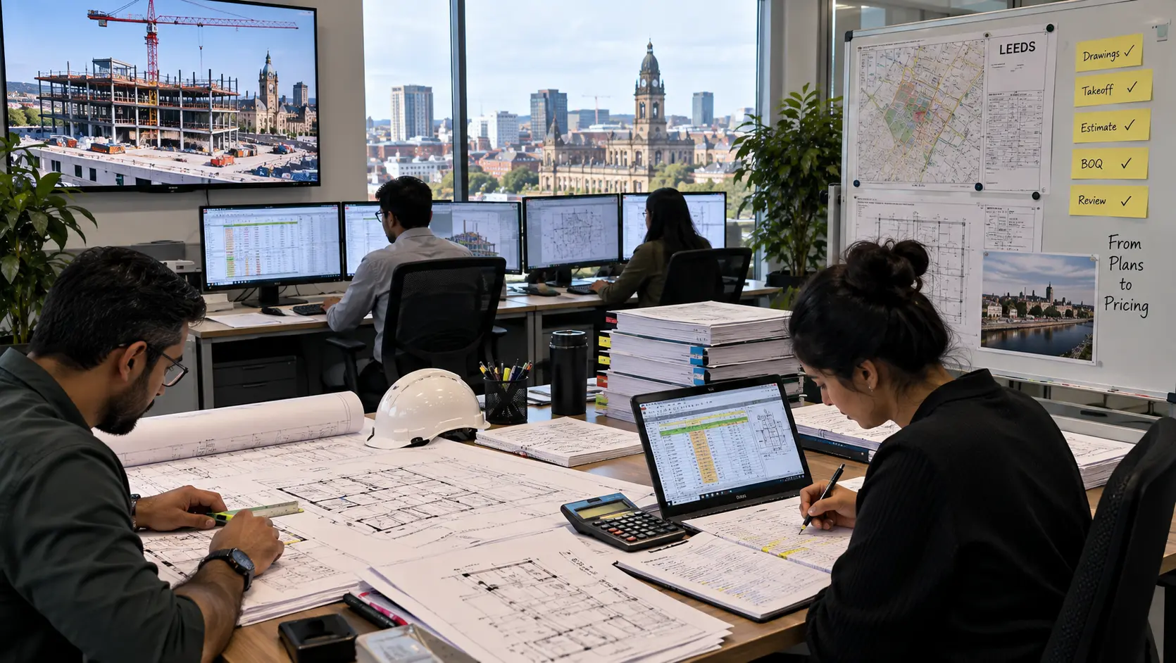 Construction estimating and quantity takeoff support for Leeds projects