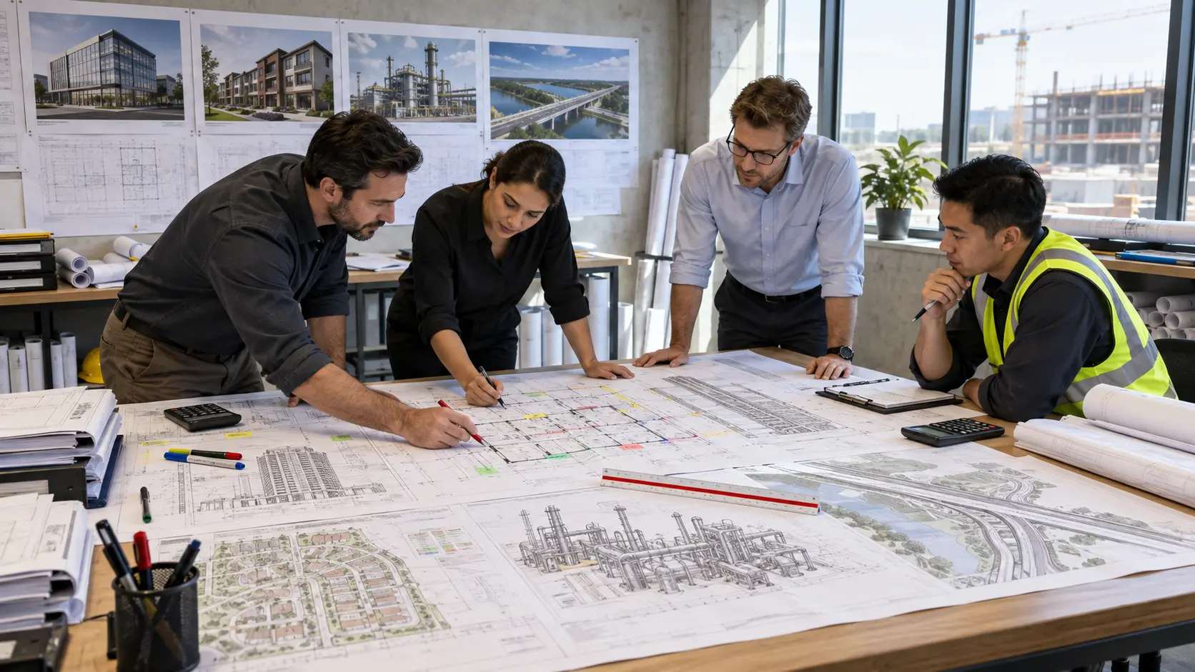 Colorado construction quantity takeoff team reviewing commercial residential industrial and infrastructure project drawings
