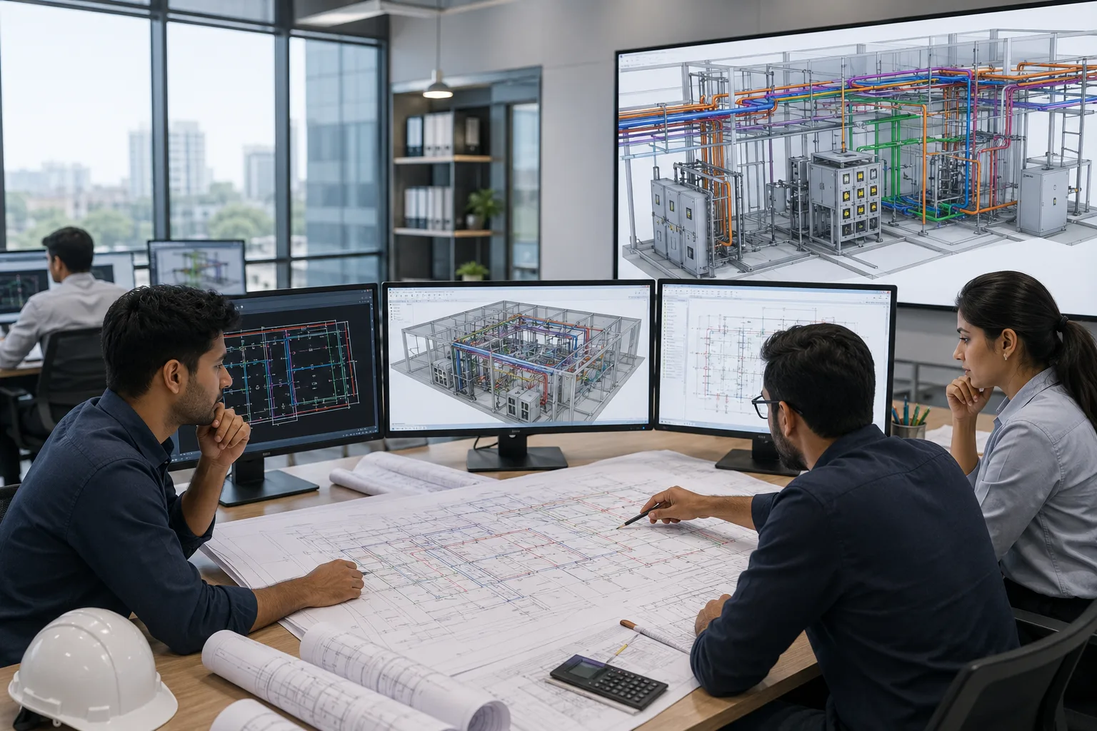 Electrical BIM workflow reviewing electrical drawings architectural structural and MEP reference models