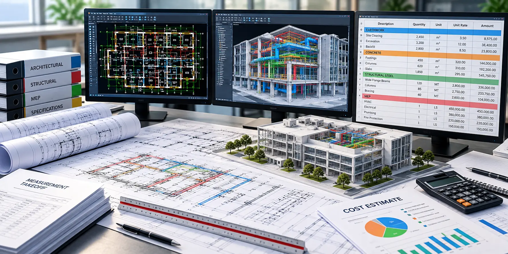 Construction estimating review for Leicester project drawings and cost information