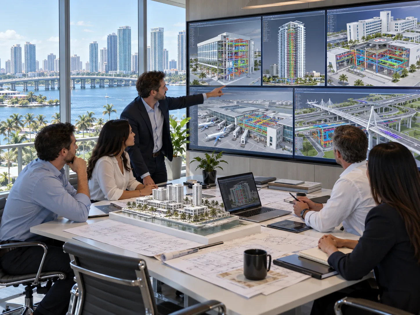 Florida BIM team reviewing commercial residential healthcare airport and infrastructure project models