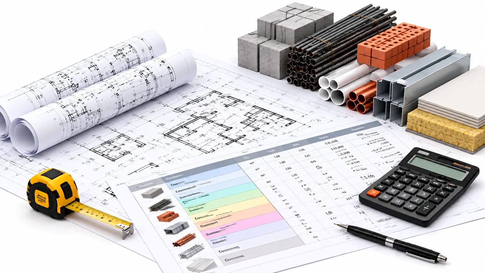 Construction estimating workflow reviewing drawings quantities BOQ and cost information for Dubai South projects