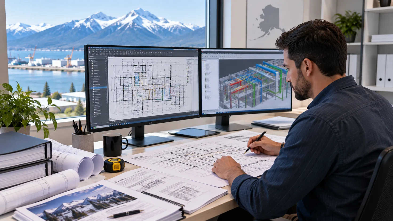 Alaska CAD workflow reviewing drawings markups specifications and multidisciplinary project information