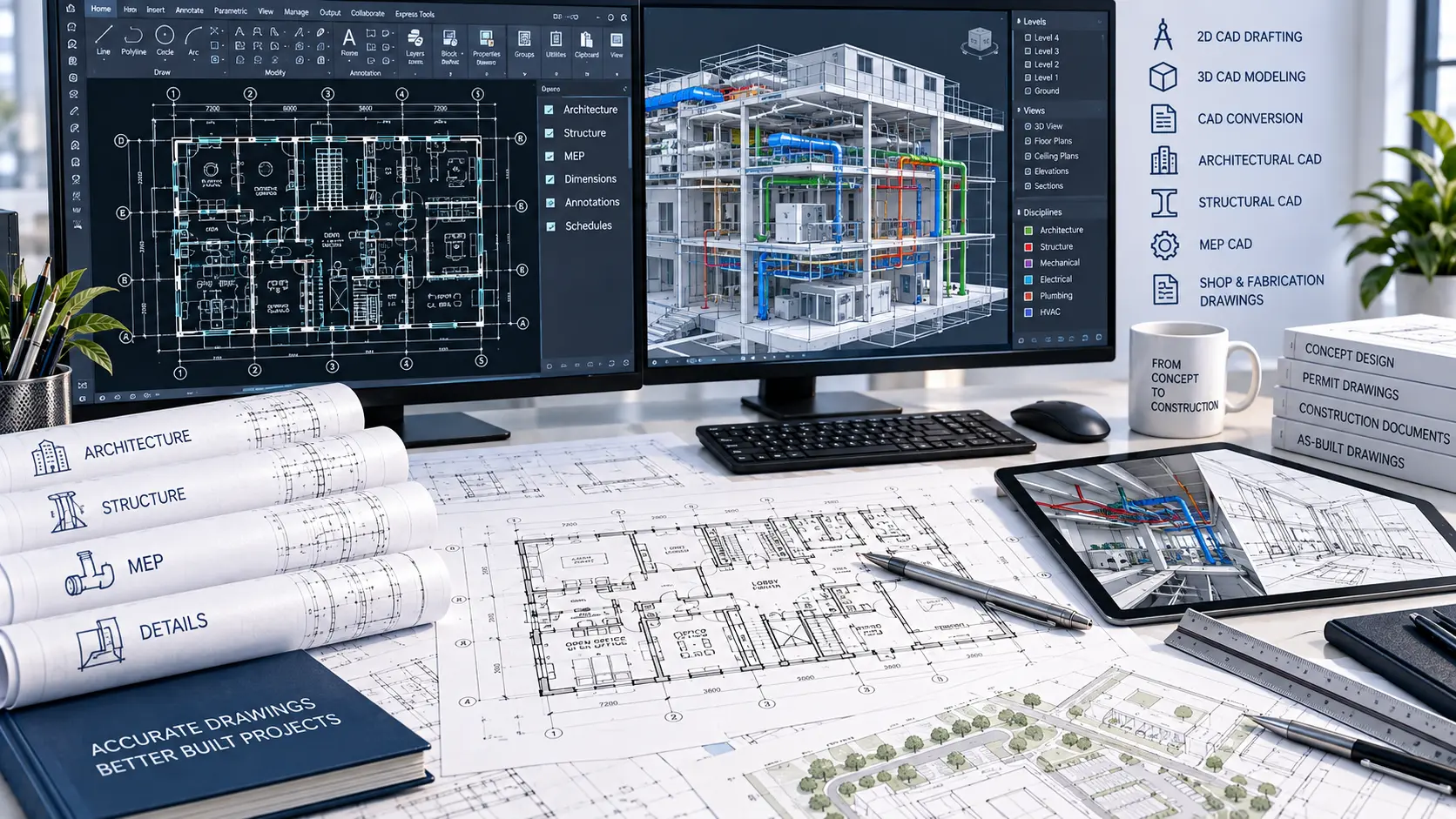 CAD drafting support for architectural structural and MEP projects in Halifax