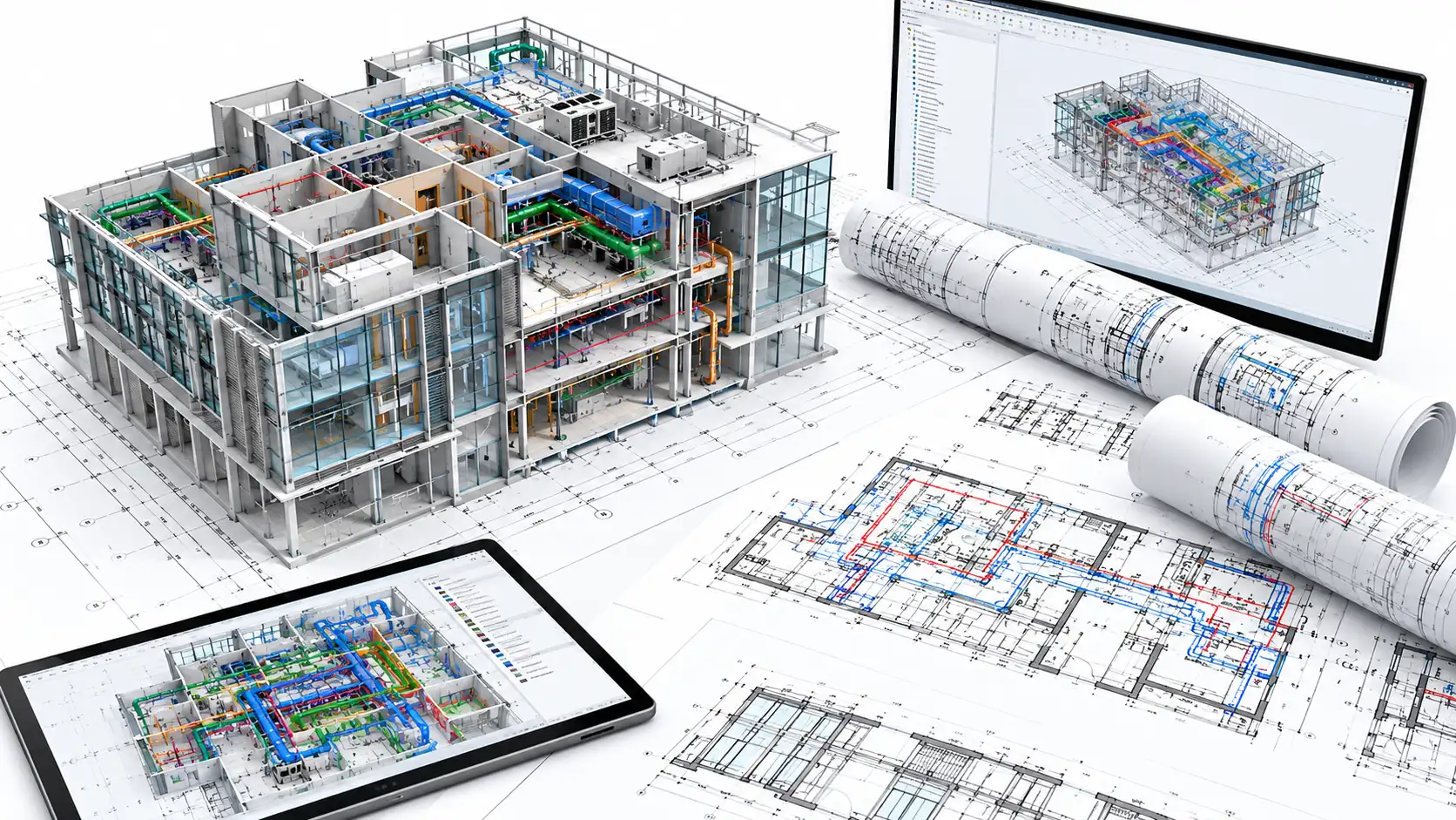 BIM coordination workflow reviewing architectural structural and MEP models for an Oxford project