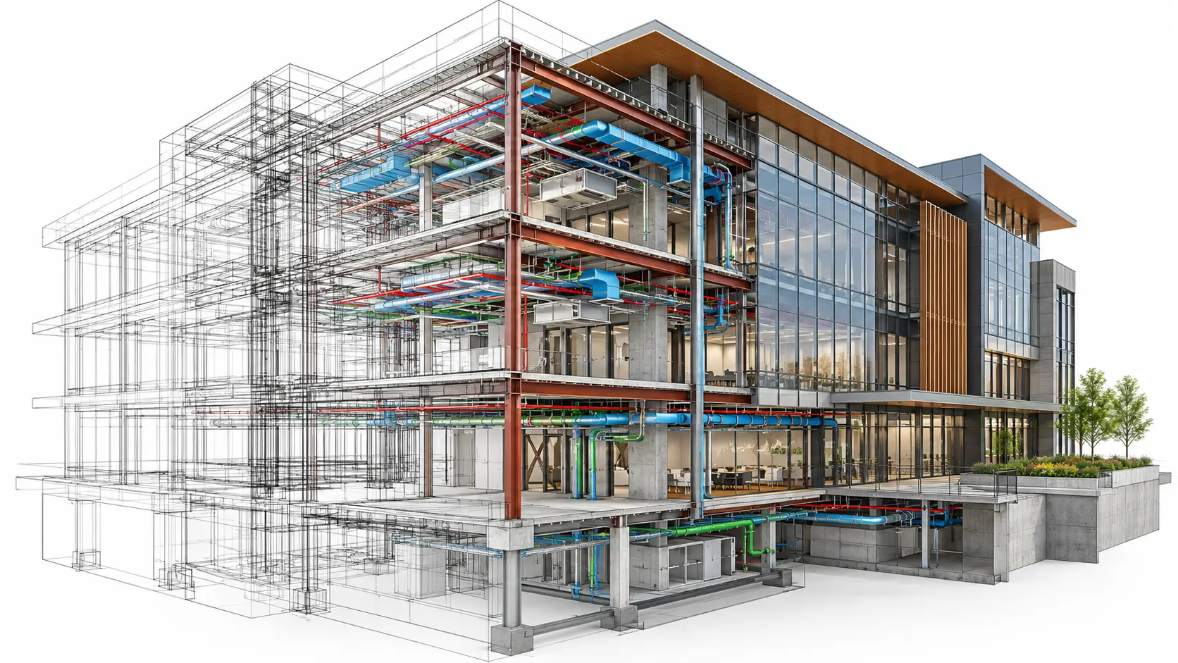 Federated BIM coordination model of structural and mechanical building systems for an industrial facility in Bristol