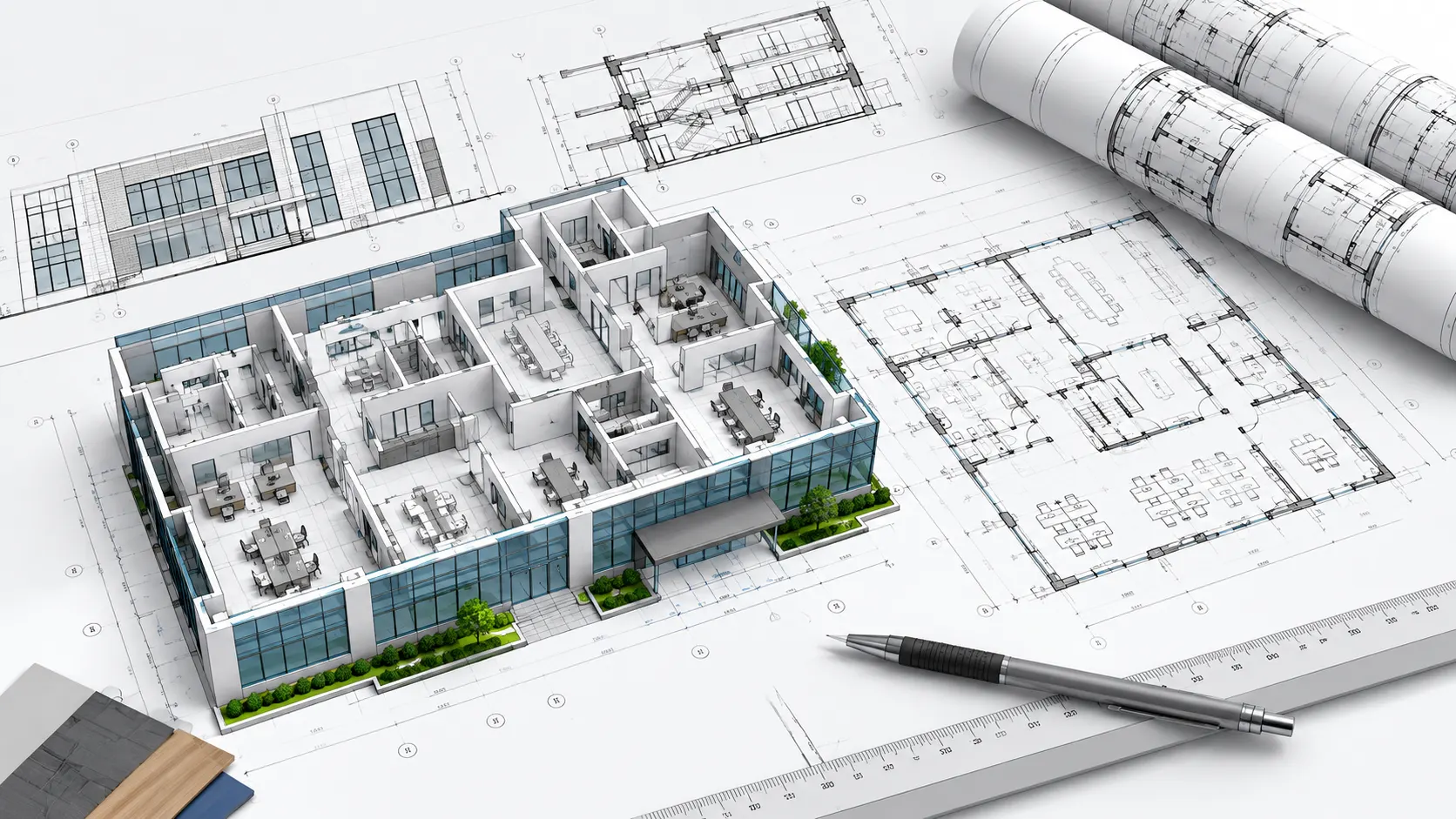 CAD drafting workflow reviewing architectural structural and MEP drawings for a Sheffield project