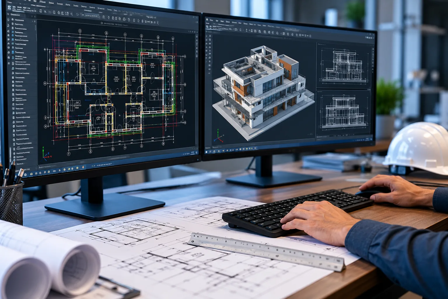 CAD technical drafting drawings showing architectural and engineering layouts used in Donegal construction documentation