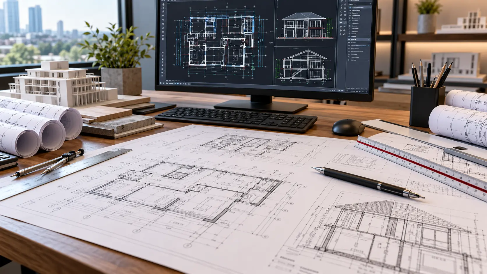 Technical drawing visual representing BIM CAD drafting and estimating resource support
