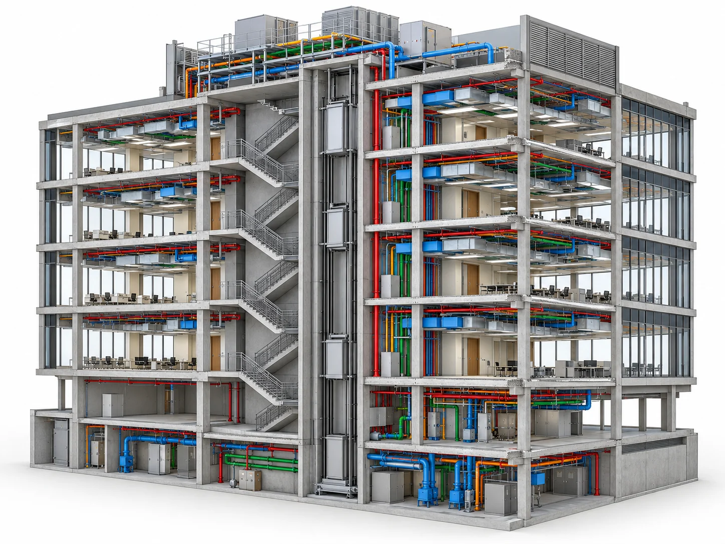 Federated architectural structural and MEP BIM model prepared for a Washington project