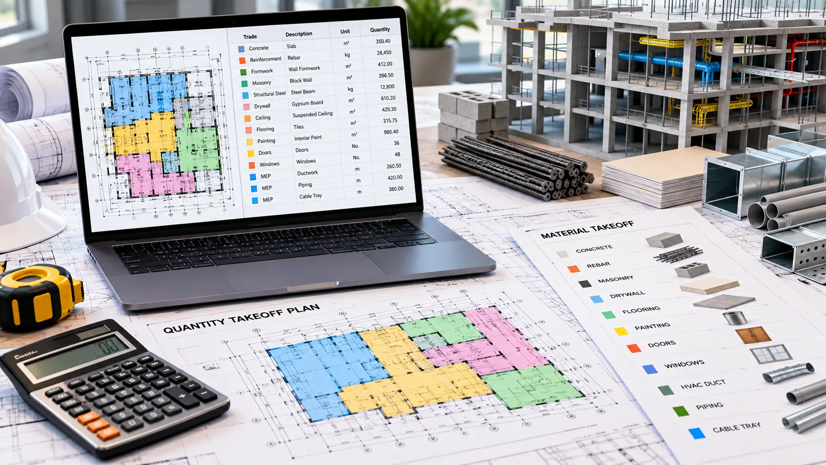 Construction drawing quantity measurements for London building and refurbishment projects
